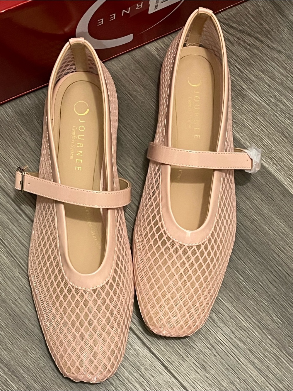 Journee Collection Blush Pink Mary Jane Mesh Flats
